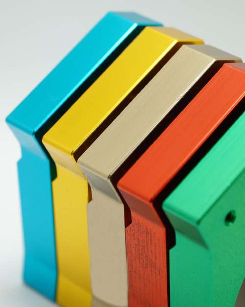 Anodized parts making a rainbow